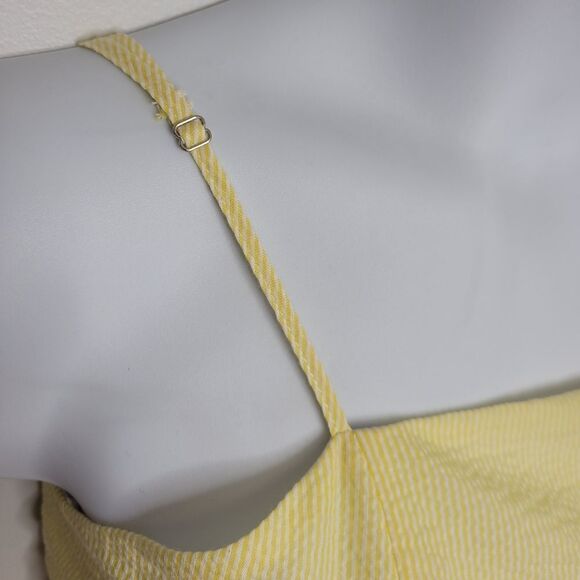 EMORY PARK dress yellow stripe seersucker spaghetti strap wrap mini S‎ - Picture 5 of 13